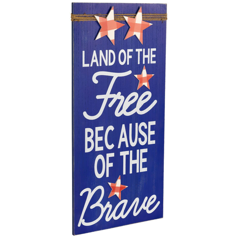 Set of 2 God Bless the USA and Land of the Free Patriotic Wooden Plaques 23.5"