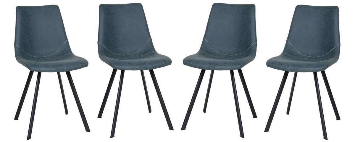 LeisureMod Markley Leather Dining Chair With Metal Legs in Light Brown Set of 4