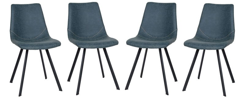 LeisureMod Markley Leather Dining Chair With Metal Legs in Light Brown Set of 4