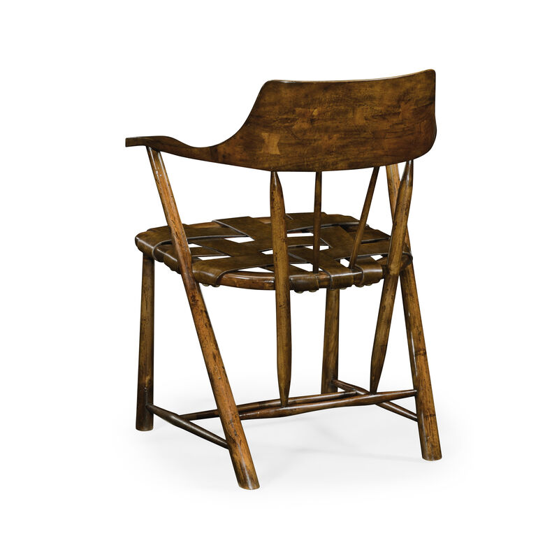 Walnut Smokers Armchair With Leather Seat