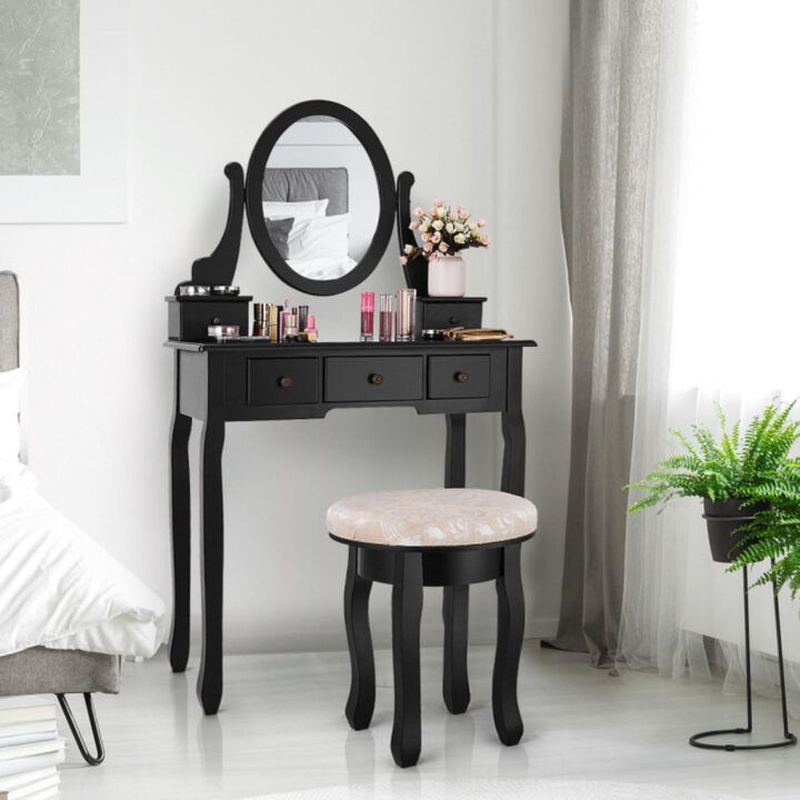 Hivvago Vanity Makeup Table Set Bedroom Furniture with Padded Stool