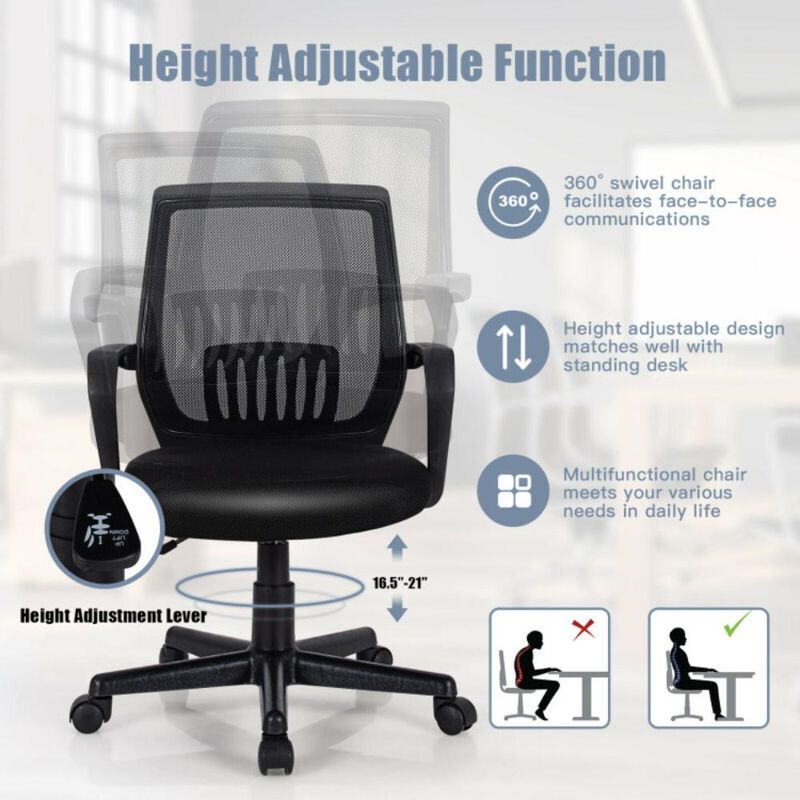 Hivvago Mid-Back Mesh Height Adjustable Executive Chair with Lumbar Support