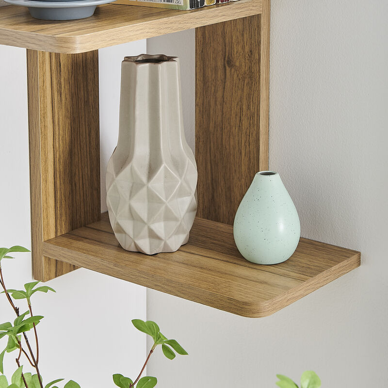 Alvar Corner 4-Tier Floating Ledge Column Wall Shelf