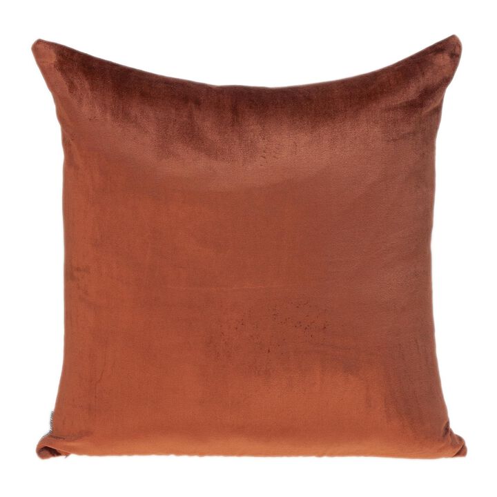 20" Orange and Pink Cotton Transitional Throw Pillow