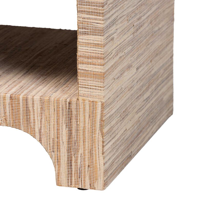 bali & pari Julia Bohemian Woven Natural Grasscloth 1 Drawer Nightstand