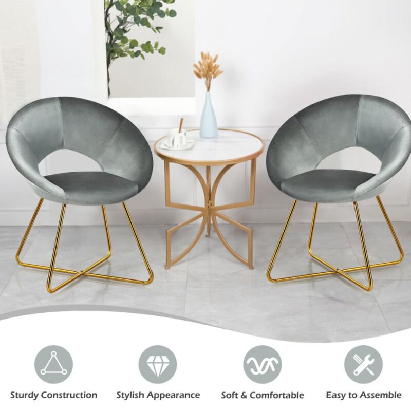Hivvago Modern Accent Velvet Dining Arm Chair with Golden Metal Legs and Soft Cushion