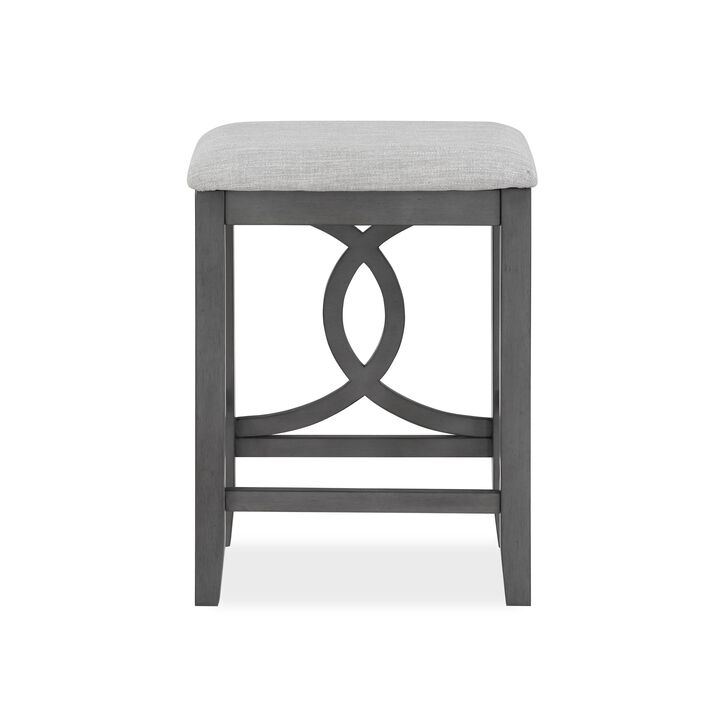 Ruth 25 Inch Counter Height Stool Set of 2, Beige Polyester Padded, Gray - Benzara