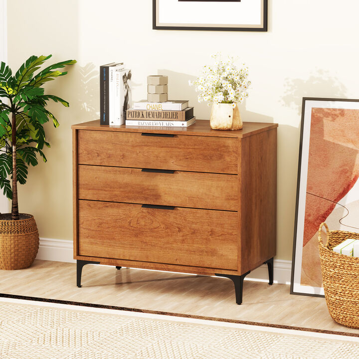 3-Drawer Dresser with Interlock System for Bedroom or Living Room Storage and Organization