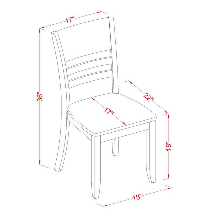 East West Furniture Lynfield  Dining  Chair  with  Wood  Seat  in  Cappuccino  Finish,  Set  of  2