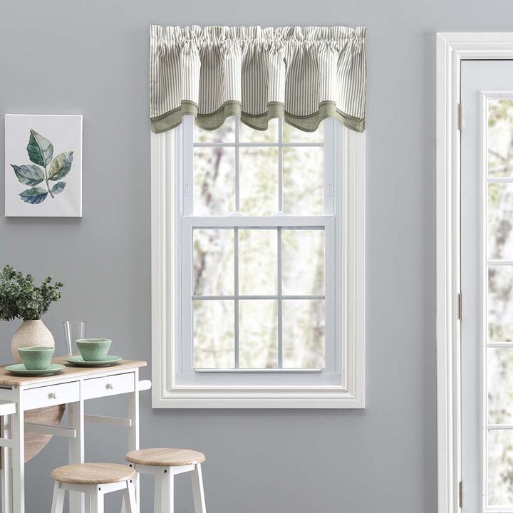 Ellis Curtain Plaza Classic Ticking Stripe Printed 3" Rod Pocket Double Layer Bradford Valance 58" x 15"