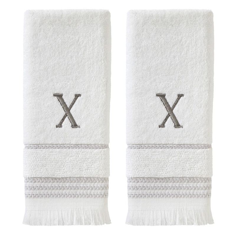 SKL Home By Saturday Knight Ltd Casual Monogram Hand Towel Set X - 2-Count - 16X26", White