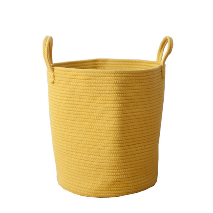 Large Cotton Rope Woven Storage Basket with Handles for Blankets and Toys