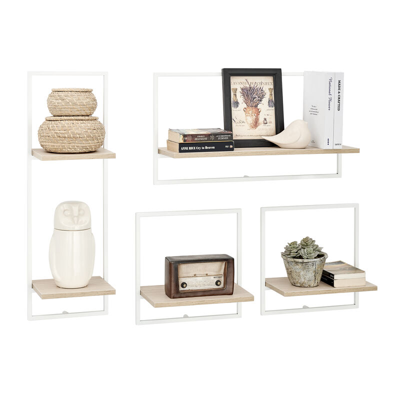 Framed Wall Art 4-Piece Modern Shelf Set with Metal Frame