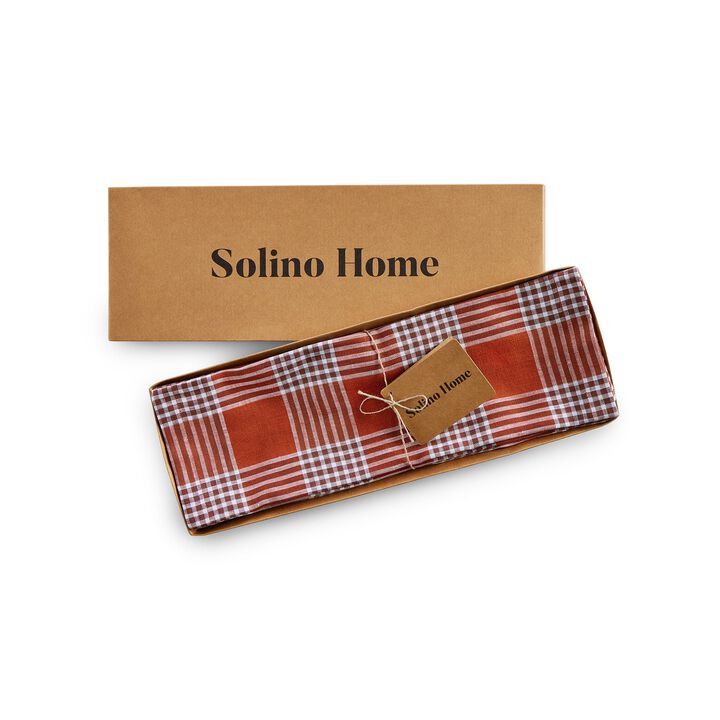 Solino Home 100% Pure Linen 14 x 14 Inch Square Placemats Set of 4 | Glen Check