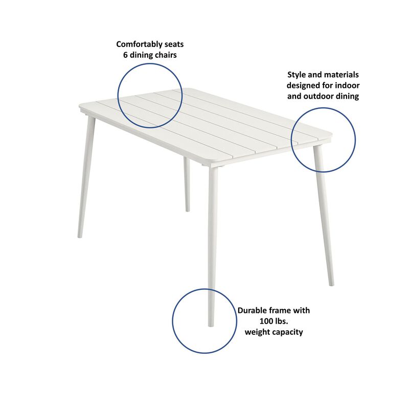 Novogratz Poolside Gossip, April 50" x 29" Rectangular Indoor/Outdoor Dining Table, Charcoal