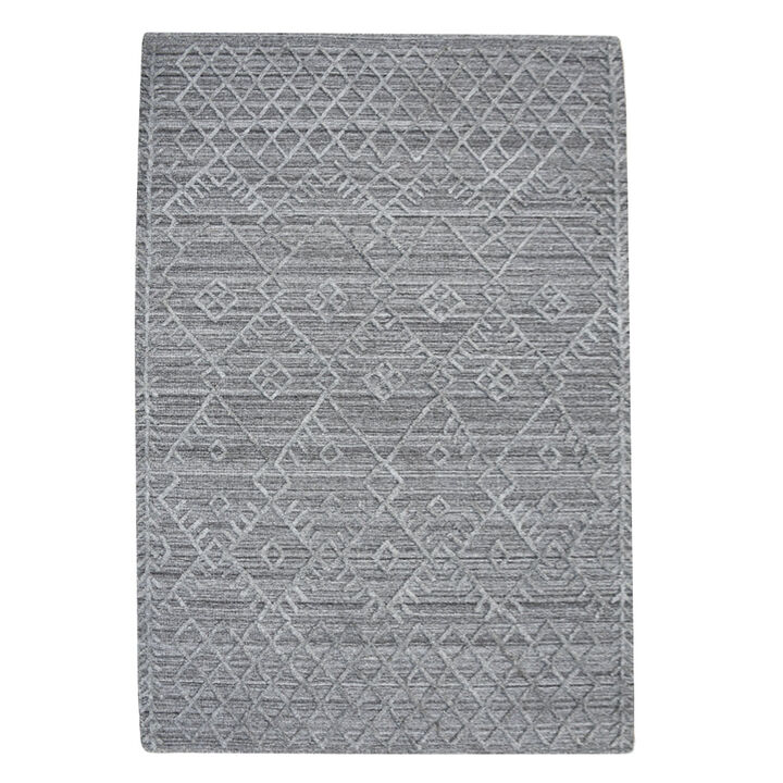 RUGSOTIC CARPETS HAND WOVEN FLAT WEAVE KILIM POLYESTER ECO-FRIENDLY AREA RUGS  - 3'x5', Rectangle Shape, Dark Gray Color, Geometric Modern Design, Low Pile  Handmade Area Rugs (DP0006)