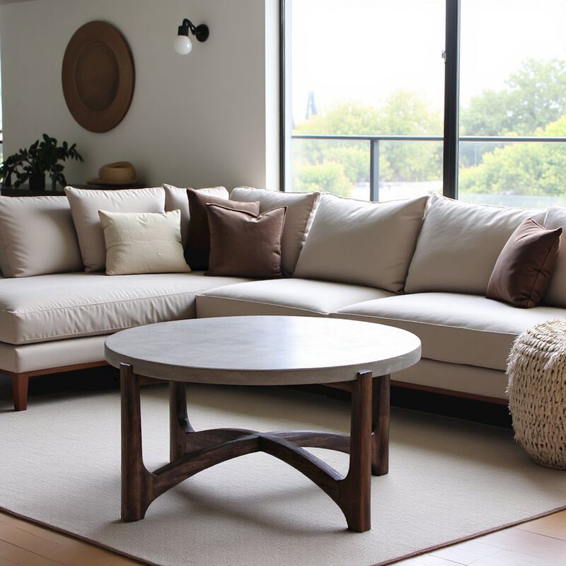 Starlight Canyon Home Brown Round Cocktail Table – Stylish Living Room Center Table for Living Room