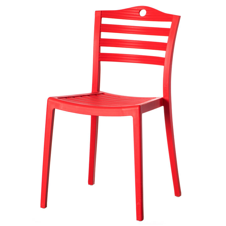 Stackable Modern Plastic Indoor and Outdoor Dining Chair with Ladderback Design for All Weather Use, Blue