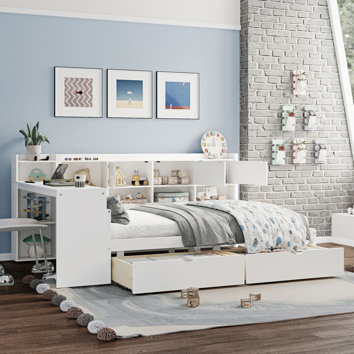 Merax Wooden L-Shape Daybed with Storage