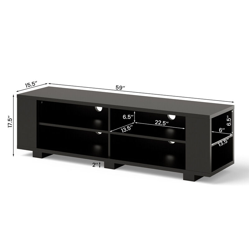 59 Inch Console Storage Entertainment Media Wood TV Stand
