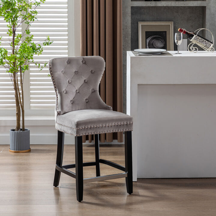 WestinTrends 24" Tufted Velvet Counter Stool