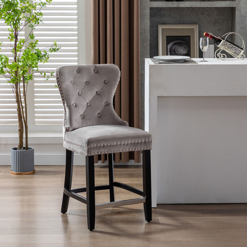 WestinTrends 24" Tufted Velvet Counter Stool