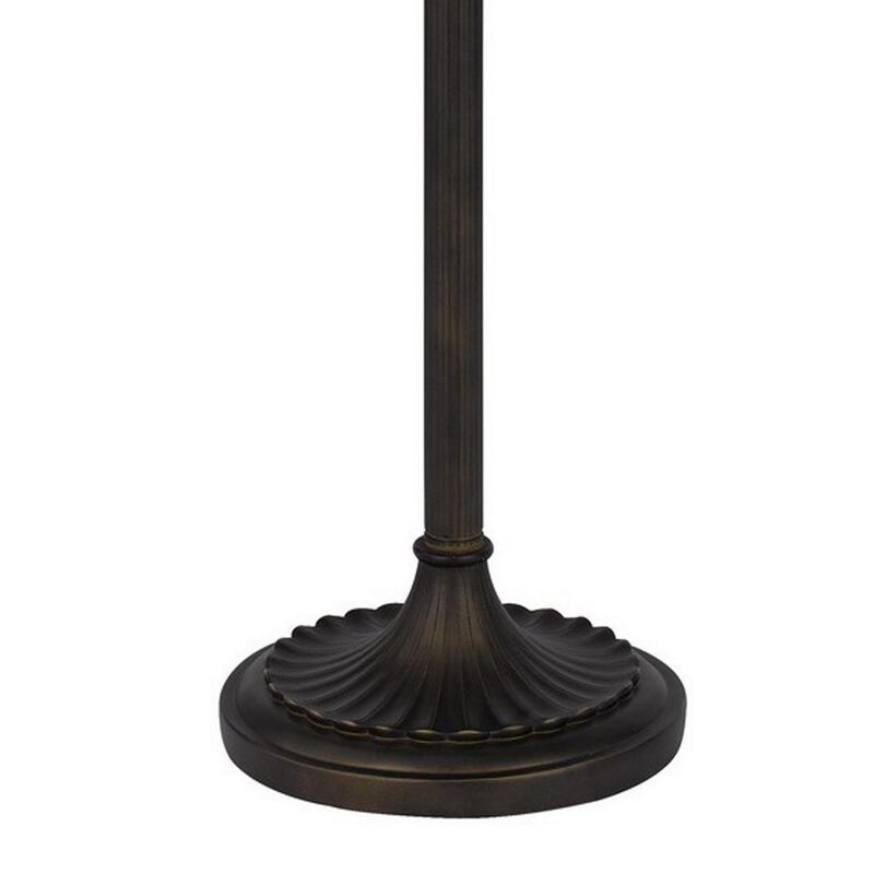 Xia 61 Inch Tiffany Style Vintage Floor Lamp, Glass Shade, Antique Bronze-Benzara
