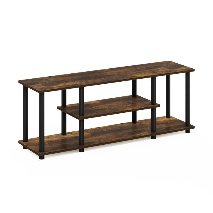 Furinno Furinno Turn-N-Tube No Tools 3D 3-Tier Entertainment TV Stands, Amber Pine/Black