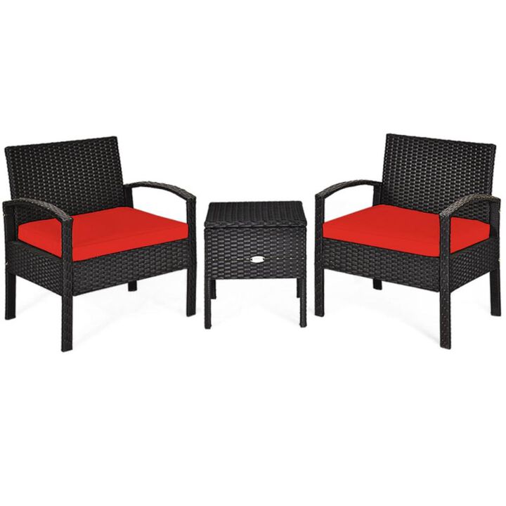 Hivvago 3 Pieces PE Rattan Wicker Sofa Set with Washable and Removable Cushion for Patio