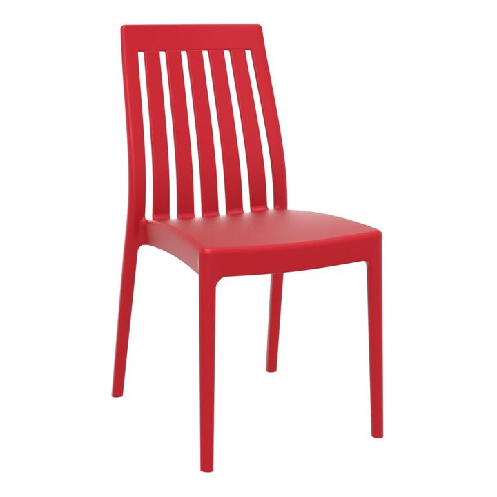 35" Brown High Back Stackable Outdoor Patio Dining Chair