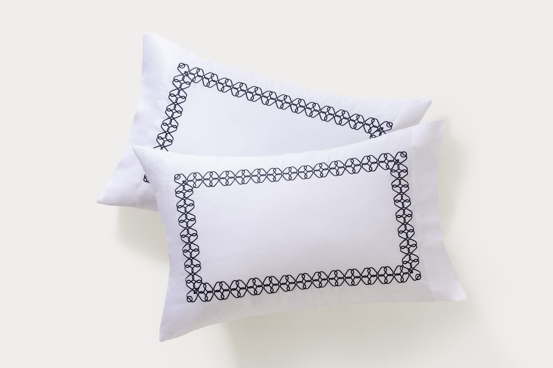 Brooks Brothers Engaged Embroidered Cotton Sateen Sham Case Pair