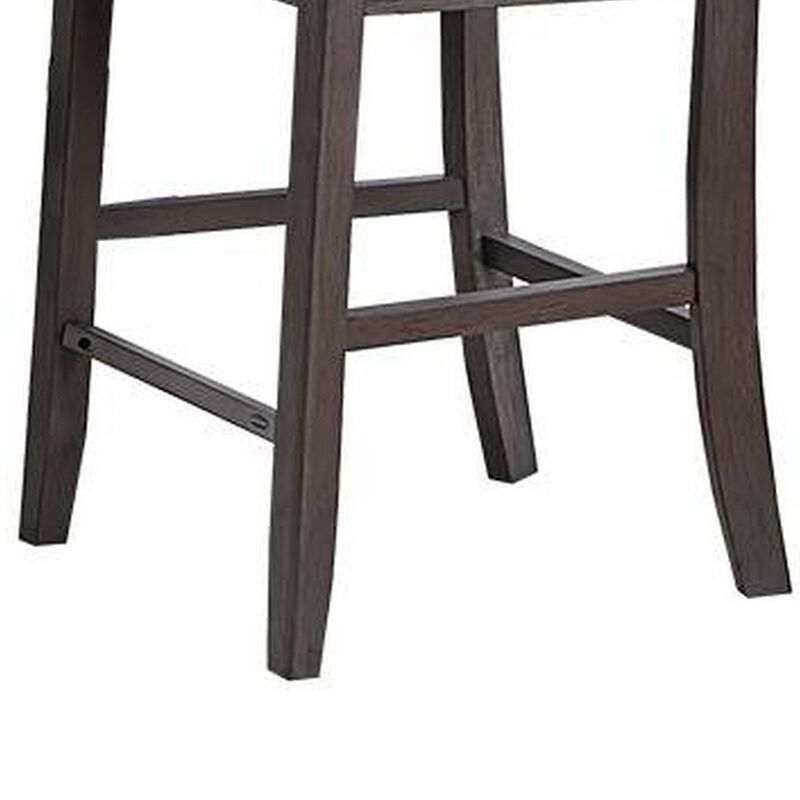 Raha Counter Stool Chair, Nailhead Trim, Open Square Back, Dark Gray - Benzara