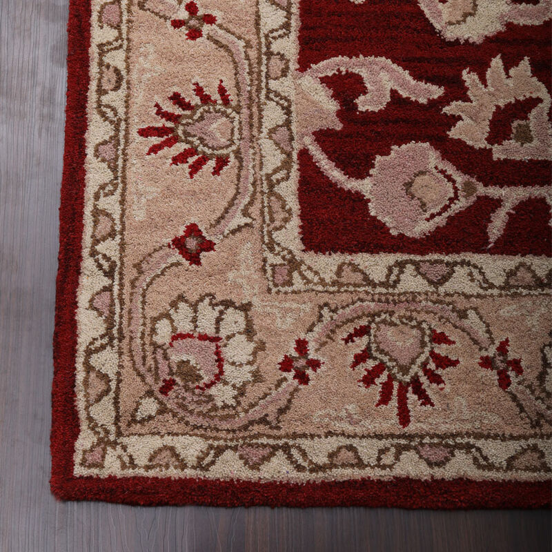 RUGSOTIC CARPETS HAND TUFTED WOOL ECO-FRIENDLY AREA RUGS  - 5'x8', Rectangle Shape, Red & Gold, Classic Oriental Traditional  Design, High Pile Thick Handmade Anti Skid Area Rugs (K00531)