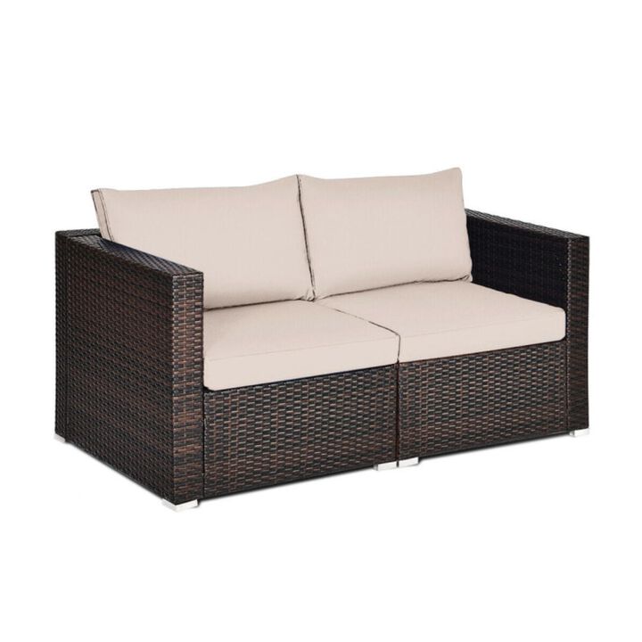 Hivvago 2PCS Patio Rattan Sectional Conversation Sofa Set