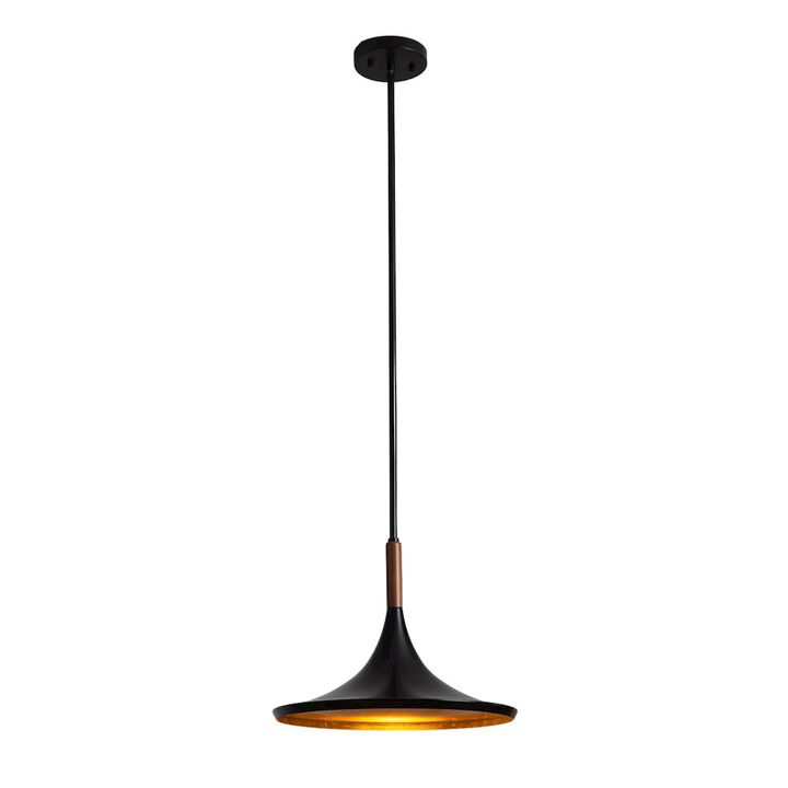 NOVA OF CALIFORNIA Lodi Pendant Light Large - Matte Black, Walnut