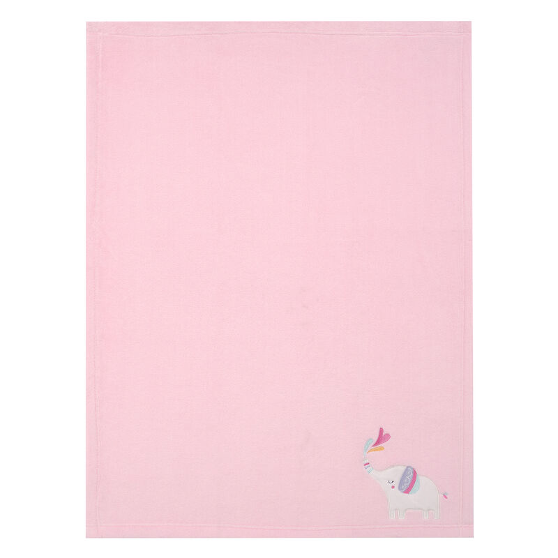 Bedtime Originals Elephant Dreams Appliqued Soft Fleece Baby Blanket - Pink