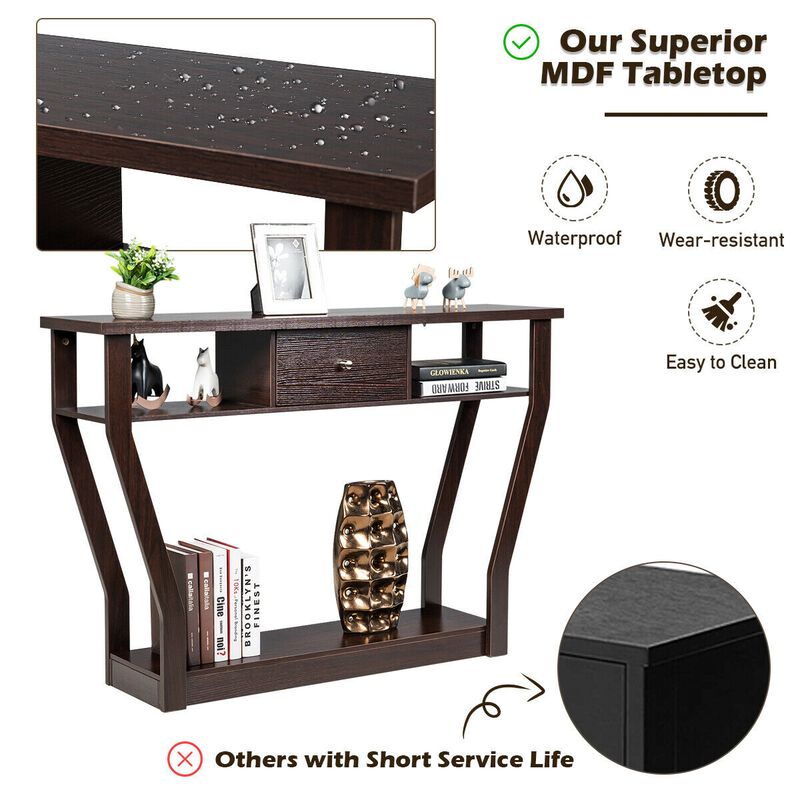 Modern Sofa Accent Table with Drawer