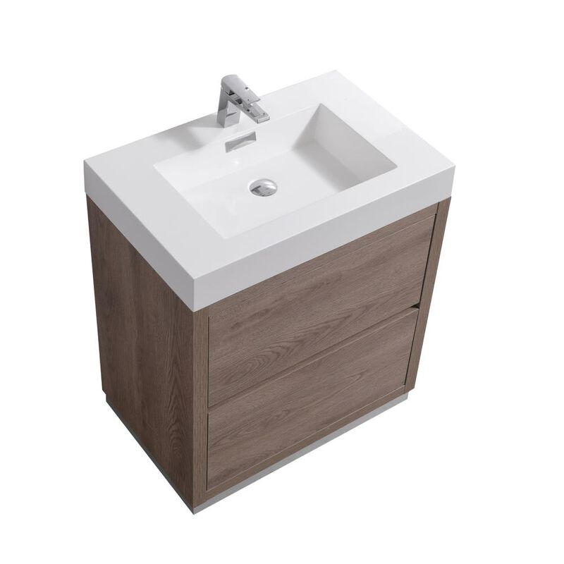 Kubebath Bliss 30 Butternut  Free Standing Modern Bathroom Vanity