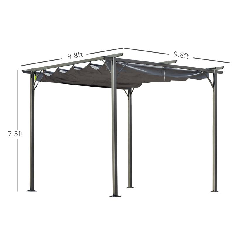 Grey Backyard Shade: 10x10 Retractable Patio Gazebo with UV Protection