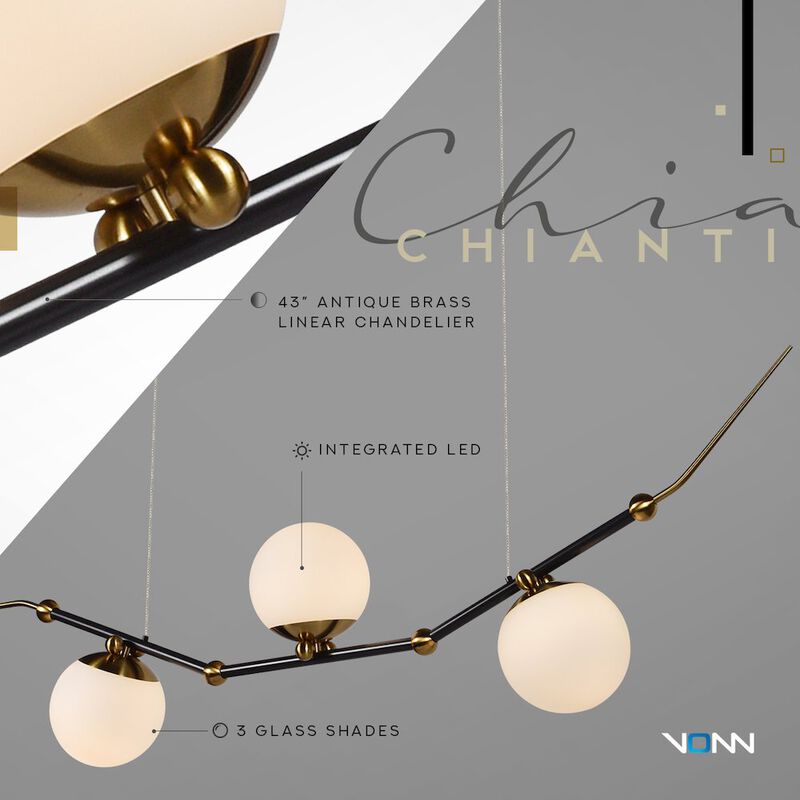 VONN Lighting Height Adjustable Pendant Light Integrated LED Linear Chandelier