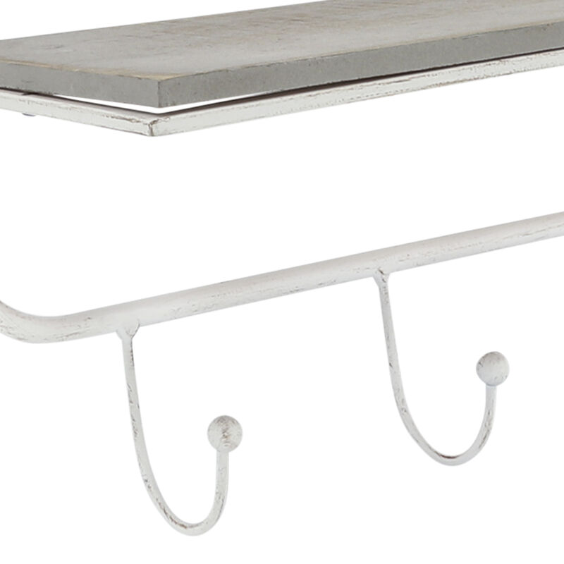 20" 5 Hook Wall Shelf