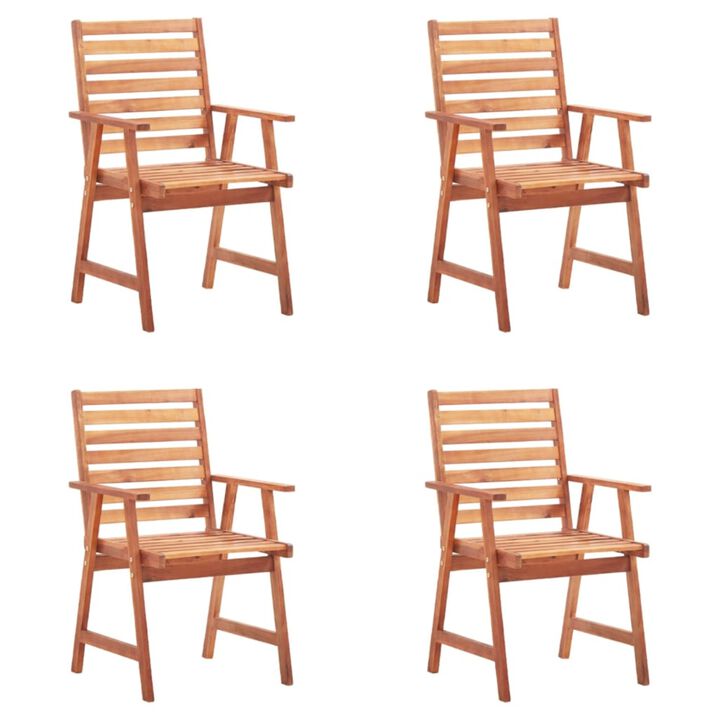 vidaXL Patio Dining Chairs 4 pcs with Cushions Solid Acacia Wood