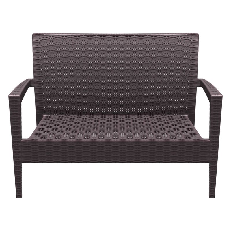 35" White Outdoor Patio Loveseat with Sunbrella Cushion