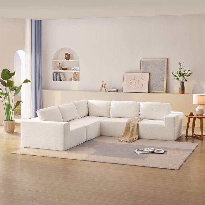 MONDAWE Modular 5 Pieces Free Combination L Shaped Sectional Sofa,Luxury Floor Couch Set,Upholstered Indoor Furniture,Foam-Filled Sleeper Sofa Bed