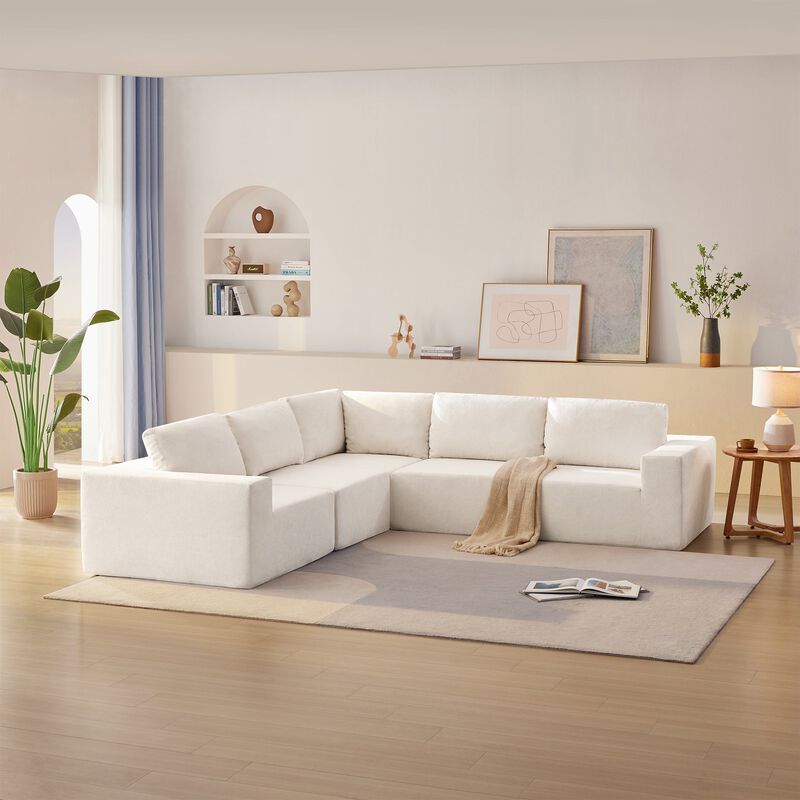 MONDAWE Modular 5 Pieces Free Combination L Shaped Sectional Sofa,Luxury Floor Couch Set,Upholstered Indoor Furniture,Foam-Filled Sleeper Sofa Bed