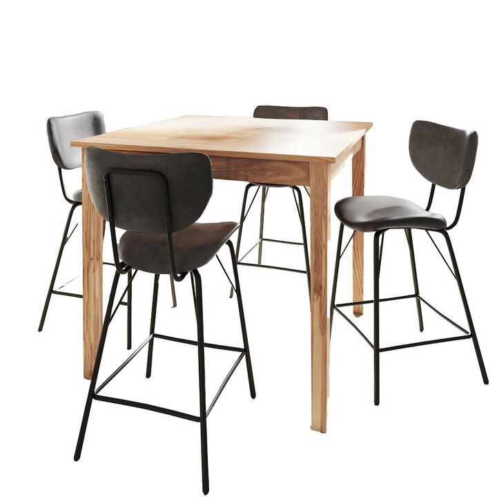 Jofran Colby Five Piece Square Solid Wood Counter Height Dining Set