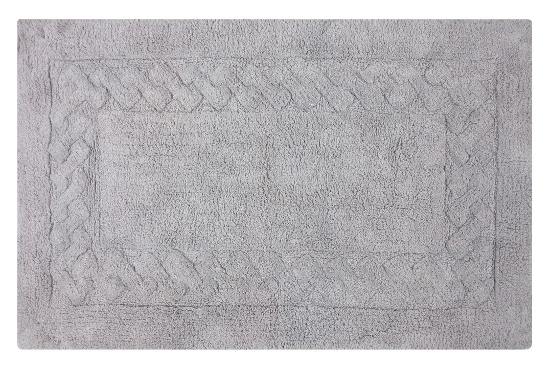 Knightsbridge Chain Bath Rug Cotton Non Skid Back - 21x34", Silver