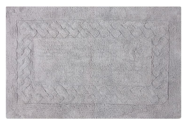 Knightsbridge Chain Bath Rug Cotton Non Skid Back - 21x34", Silver