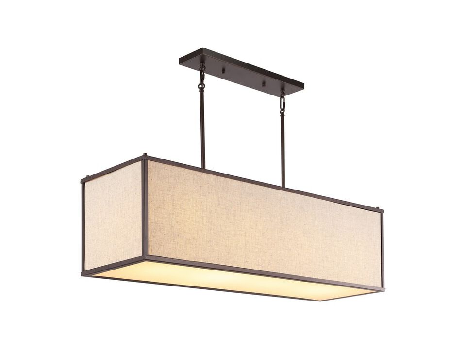 Cole 4-Light Minimalist Industrial Rectangular Linen Iron Linear LED Pendant