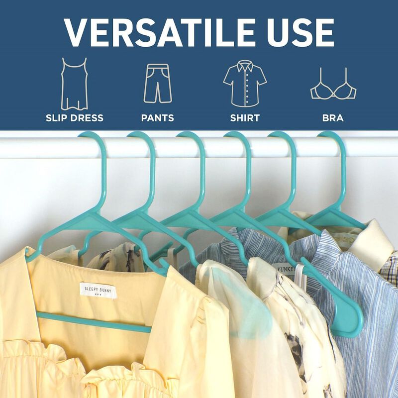 Plastic Clothes Hangers – Heavy Duty Hanger Set, for Organizing Clothes, Dresses, and Coat, Holds Up to 5 lbs, Space-Saving Hangers with Non-Slip Shoulder Grooves, Pack of 120, Aqua